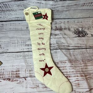 New Christmas Stocking Ivory With Red Accent "The‎ Stockings Were Hung By The…"